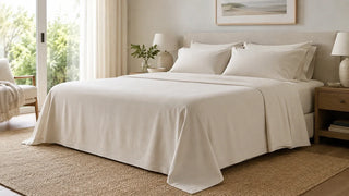 King flat sheet size comparison showing different drape lengths and mattress coverage styles