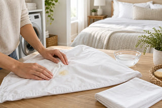 Removing a yellow stain from a white cotton pillowcase before washing